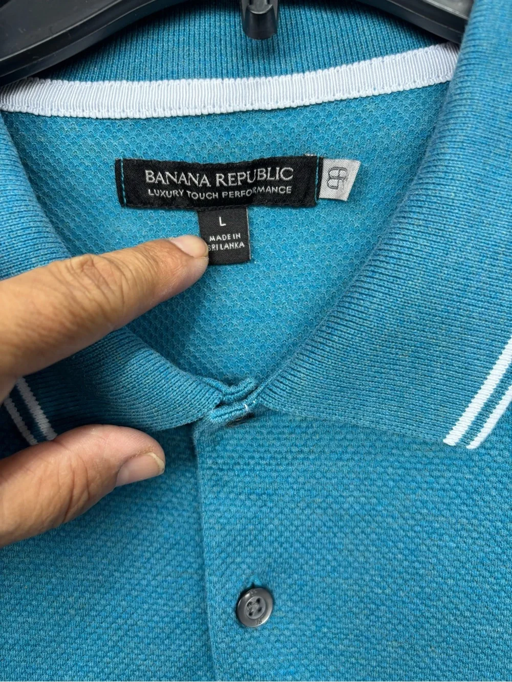 Banana Republic Teal Polo with Contrast Stripe Collar
